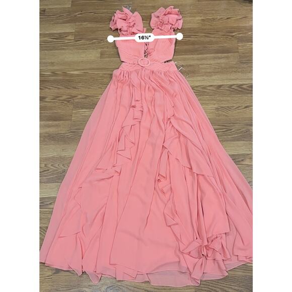 PATBO ORANGE FLUTTER SLEEVE RUFFLE MAXI PARTY DRESS size 2 / 34 - Picture 9 of 16